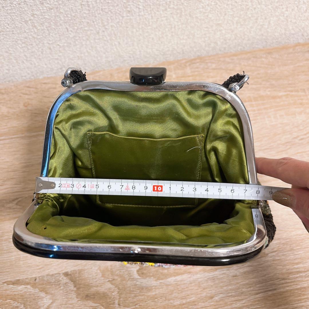 ビーズバック レトロ　花柄 和装 洋装 小物 ハンドバッグ