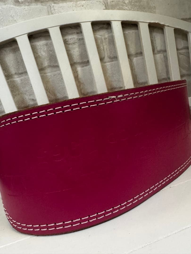 ゴールドジム ピンク レザートレーニングパワーベルト