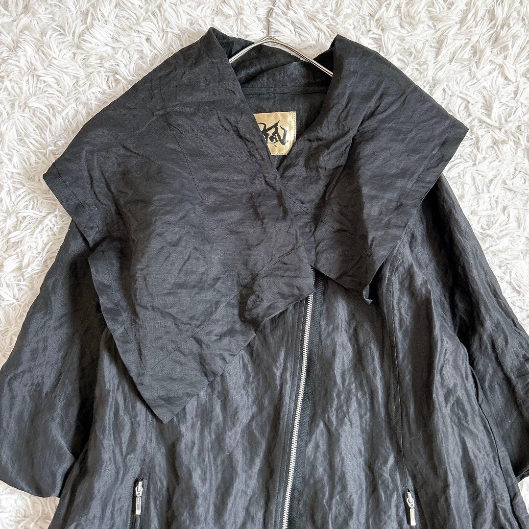 美品⁂センソユニコ⁂メフウ⁂スプリングコート　薄手羽織り　ビッグカラー　シワ加工