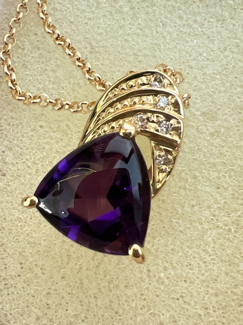 銀座三越　K18 アメジスト　ダイヤ　リング　ネックレスセット