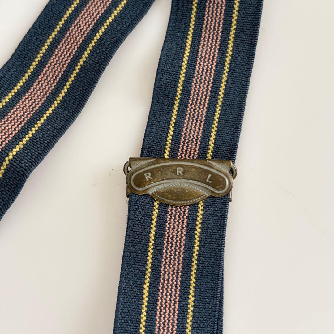 RRL レザー付き ボタン式 サスペンダー ストライプ