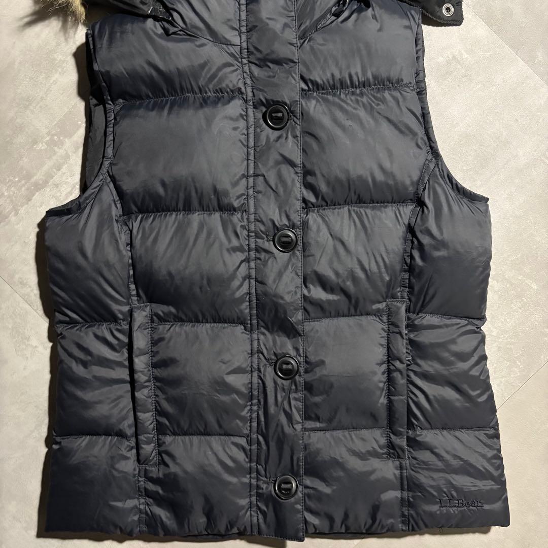 完品 00s L.L.Bean エルエルビーン　ダウンベスト　ファー　黒　y2k