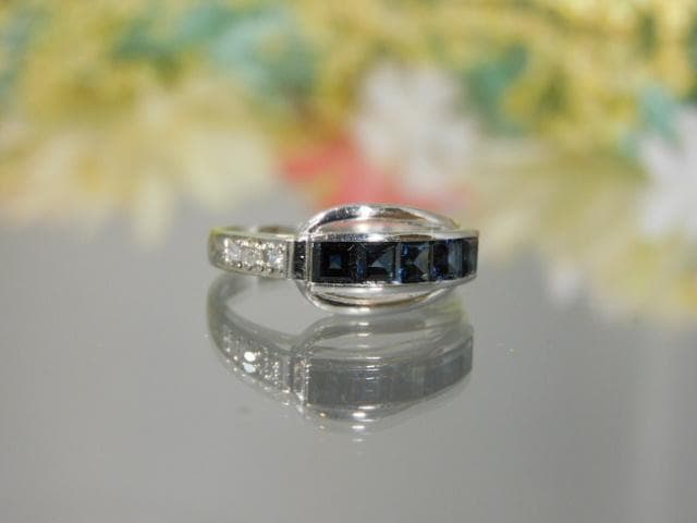 Pt900 サファイア1.02 メレ0.04 リング 14号　訳有