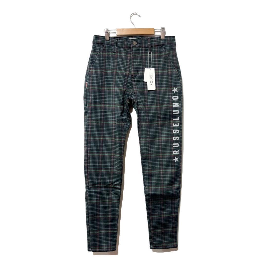 新品 ラッセルノ ゴルフ ストレッチ ウォーム チェック パンツ ネイビー M