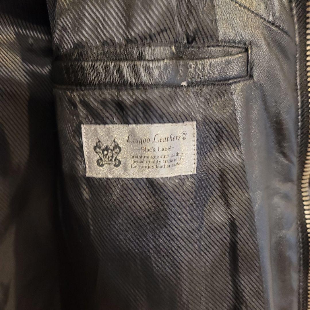 超美品 黒Liugoo Leathers春レザーダウンジャケット羊革 3L