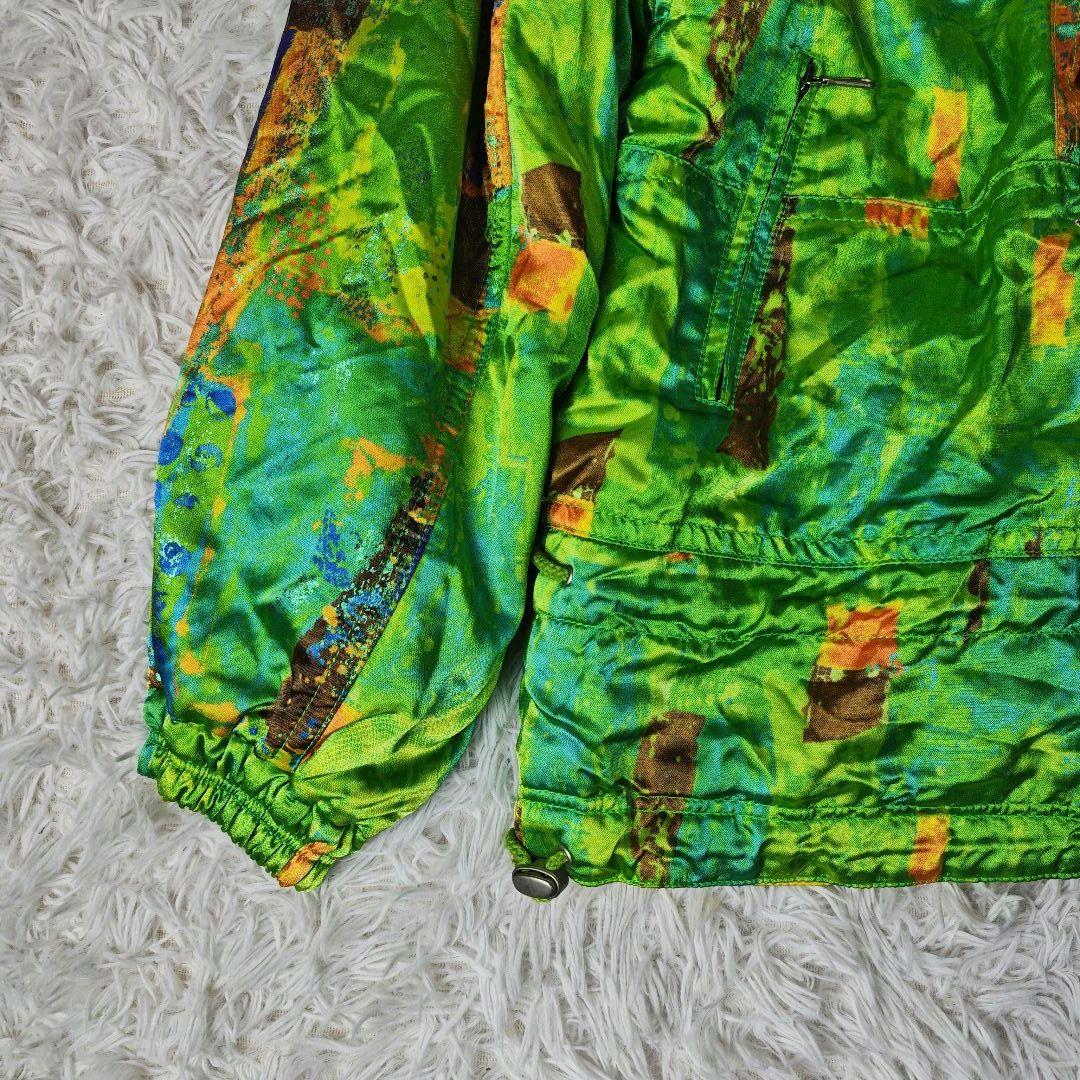 【美品】GOLDWIN 90s 総柄アノラック 中綿ジャケット 緑　メンズL