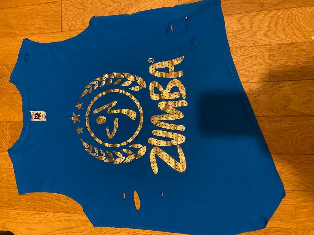 【美品】ZUMBA デザインTシャツ　青　M-Ｌ