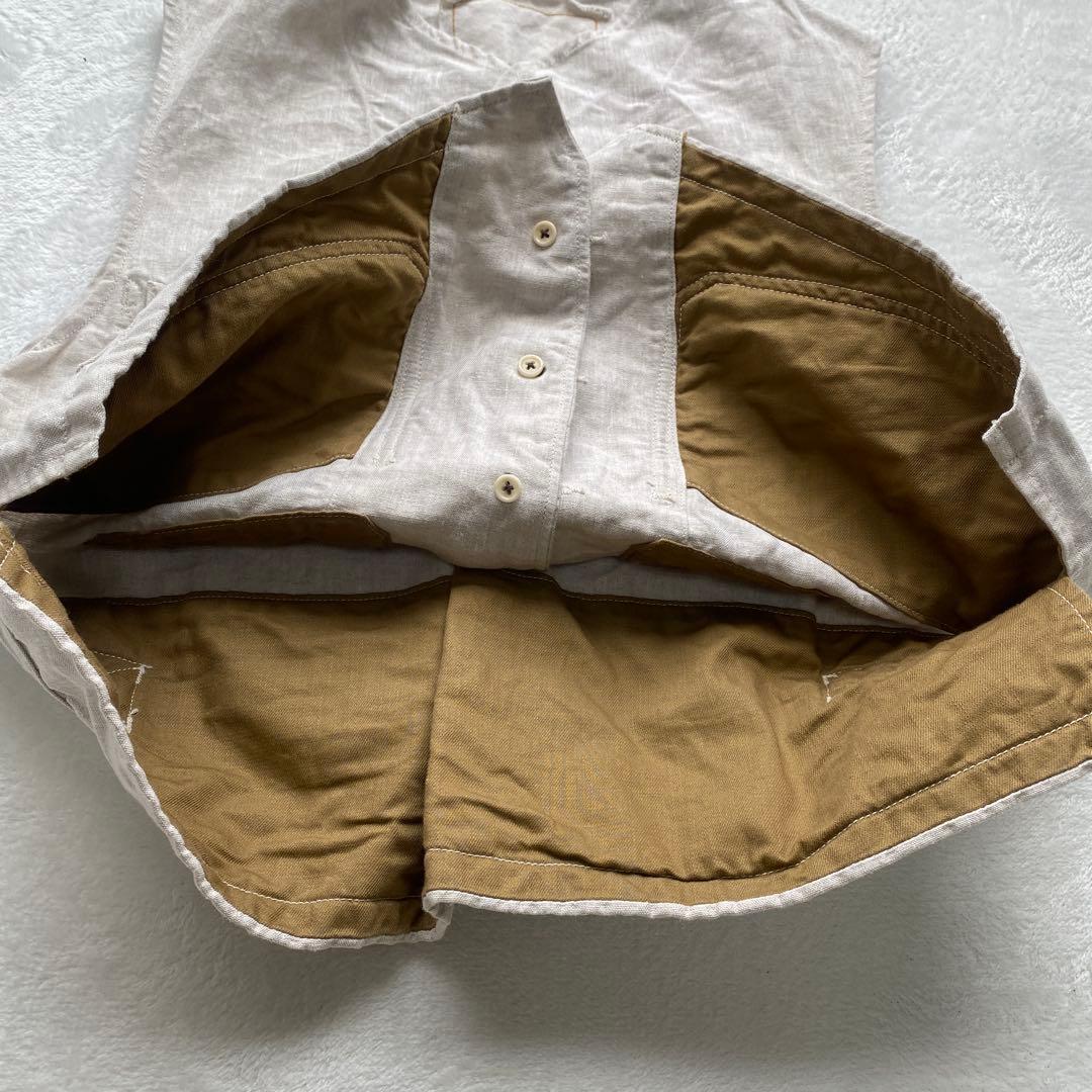 45R リネンベスト　ジレ　4ポケット　白　アイボリー　80410 111